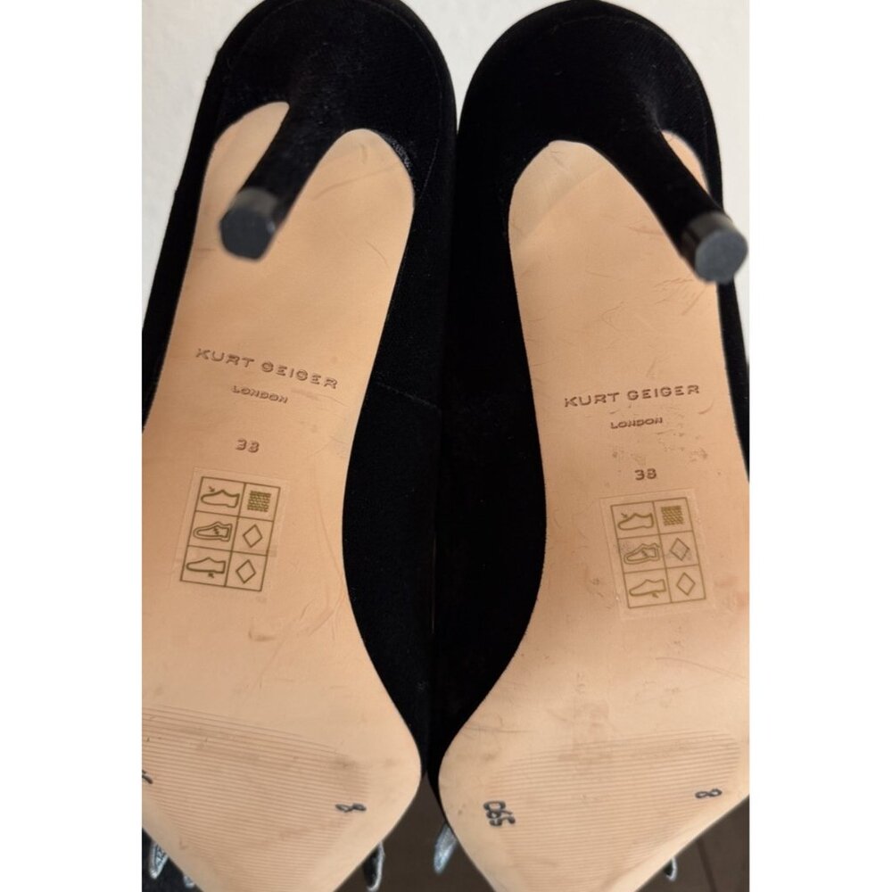 Kurt Geiger Size 7.5/ 38 Belgravia Black Velvet Rhinestone Bow Heels Shoes Pumps - Picture 13 of 15